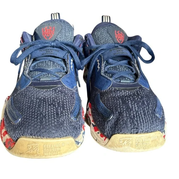 Adidas D.O.N. Issue 3 GCA Basketball Shoes, Size 9.5, USA Navy/White/Red - Picture 4 of 9